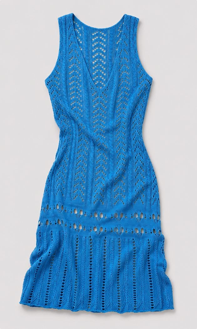 blue crochet dress