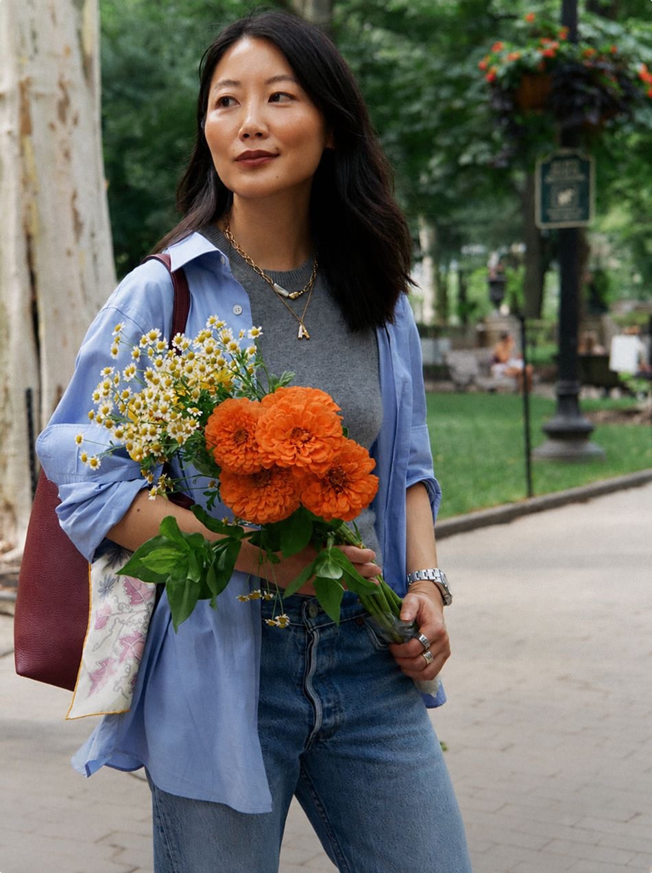 button down shirt and jeans