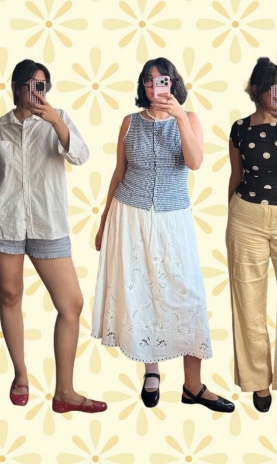A collage of two outfits