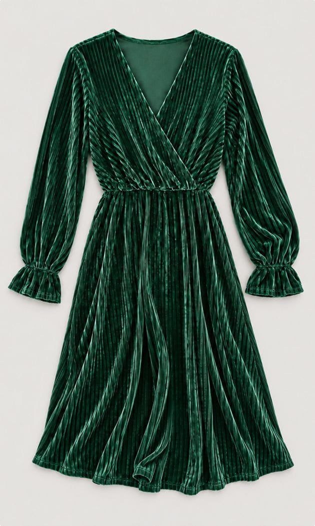 green velvet wrap dress