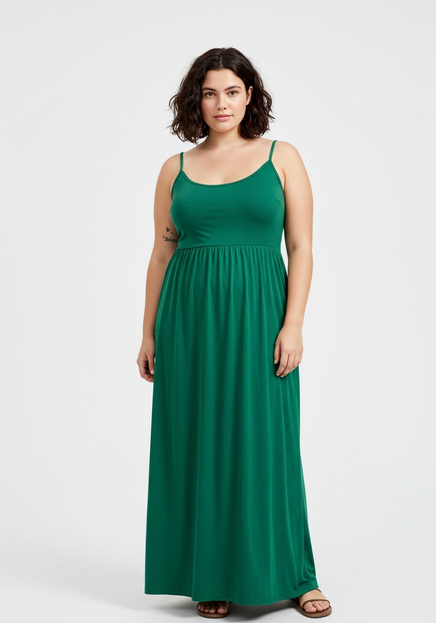 strapless open back dress Abstract Emerald Green Satin Silk Kaftan for Women Plus Size 1x-3x main image 0