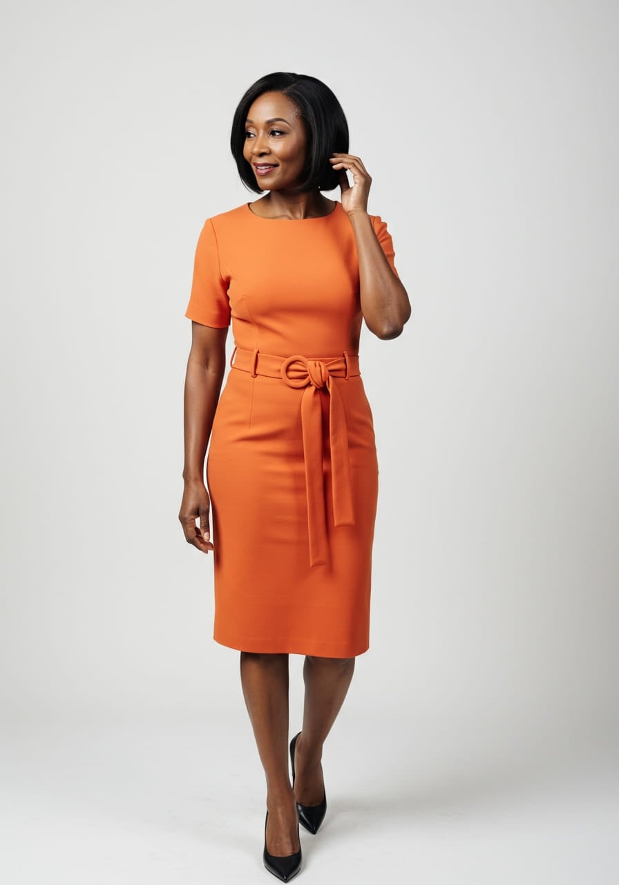 orange drop waist midi dress DARYA DROP WAIST MIDI DRESS – M