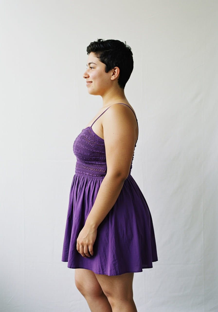 fitted lace wedding dress Day + Moon Purple Gameday Dress with White Trim