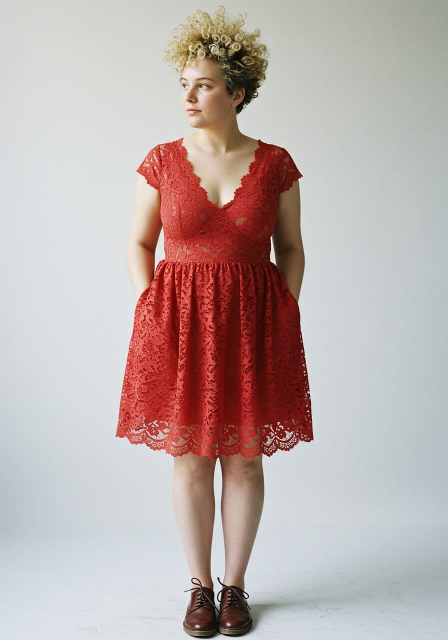 open lace back dress Red Short Bridesmaid Dresses Vintage Red Prom Dress